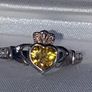 Vintage Sterling Silver Topaz Claddagh Ring Image 10