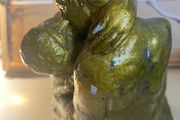 sculpture vintage plaster reproduction of "The Kiss" by French Sculptor Auguste Rodin, statue,