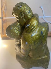 sculpture vintage plaster reproduction of "The Kiss" by French Sculptor Auguste Rodin, statue,