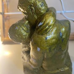 sculpture vintage plaster reproduction of "The Kiss" by French Sculptor Auguste Rodin, statue,