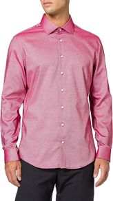 Seidensticker men's business shirt slim fit long sleeve, red, UK 41, EU 51/M-L