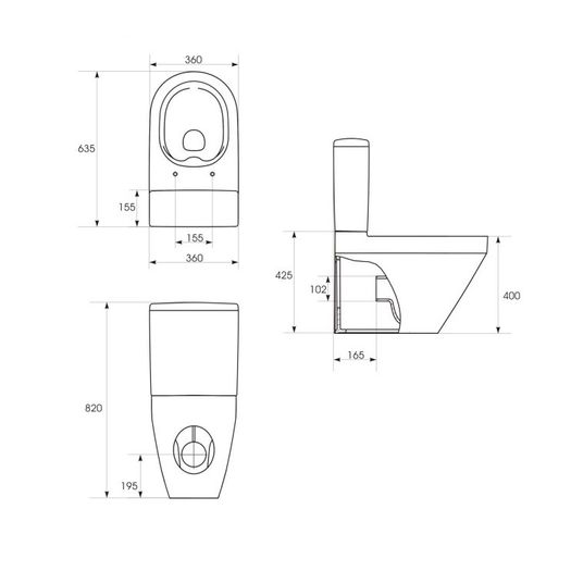 Cersanit Compact Toilet Back to Wall, Oval Shape