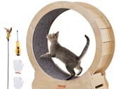 Cat Exercise Wheel, Large Cat Treadmill Wheel for Indoor Cats, 29.5 inch Cat Running Wheel with Detachable Carpet and Cat Teaser for Running/Walking/Training, Suitable for Most Cats