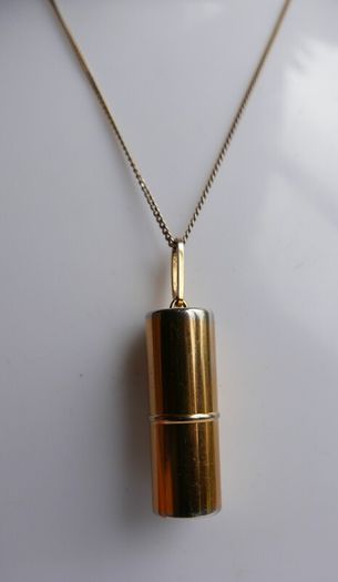 Celine Gift Box Cylinder Pendant  Necklace length 36"
