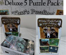 5 Deluxe Jigsaw Puzzles In Storage Tin