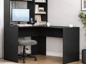 L-Shaped Corner Desk with Storage Shelves Black