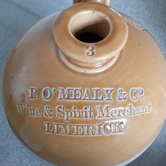 3 gallon stoneware jar  P OMealy and Co Limerick