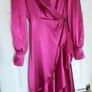 New.  Ruffle Satin Wrapover Dress. Image 2