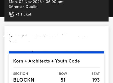 korn ticket