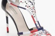 Giorgio Armani navy red white perspex high heels Sz 39.5 (Fit 6 - 6.5 UK) Rrp 595 (New)