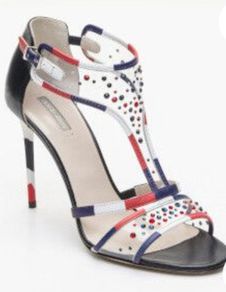 Giorgio Armani navy red white perspex high heels Sz 39.5 (Fit 6 - 6.5 UK) Rrp 595 (New)