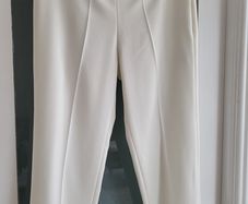 AMEN Italy beige crepe trousers Sz 44 (Fit 10-12 UK) Rrp 395 (New)