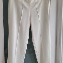 AMEN Italy beige crepe trousers Sz 44 (Fit 10-12 UK) Rrp 395 (New)