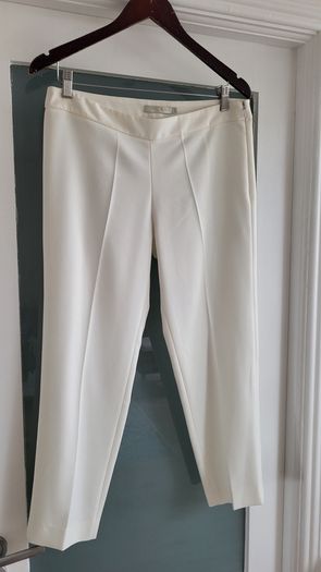 AMEN Italy beige crepe trousers Sz 44 (Fit 10-12 UK) Rrp 395 (New)