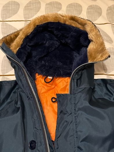 Vintage Mod Snorkel Parka Jacket - Heavy Duty Navy / Orange Quilted Lining (Made in England)