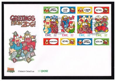 1996 Ireland Greeting Stamp (Zig & Zag) Commemorative Stamp Booklet Pane An Post First Day Cover (FDC)