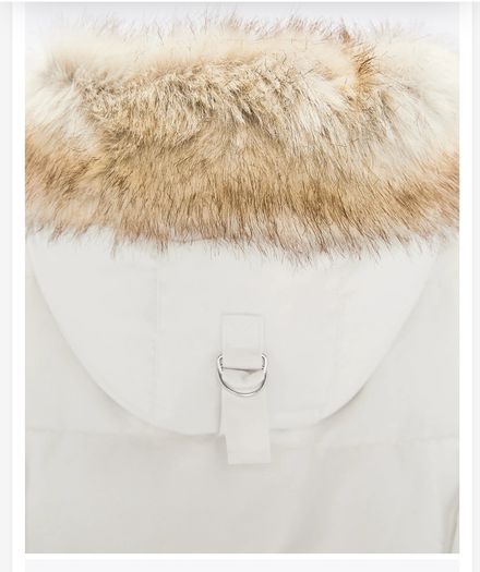 Zara Water Repellant Long Puffer Winter Parka Ecru