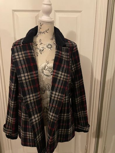 Mantaray Checked Wool Blend Jacket - Size 16 - Lined - Classic Style