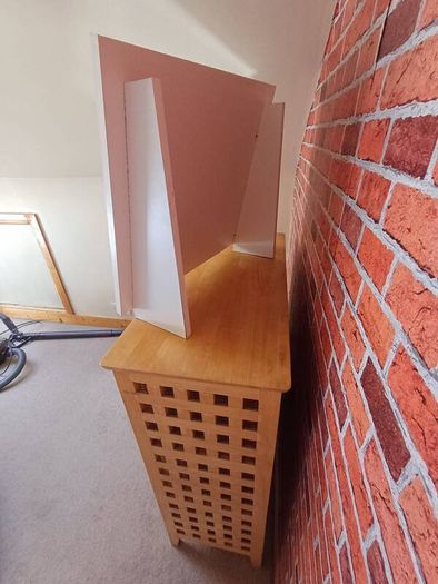 Wooden surround mirror.   Free standing