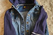 NEXT Boys Denim Jacket with Jersey Hood &amp; Sleeves