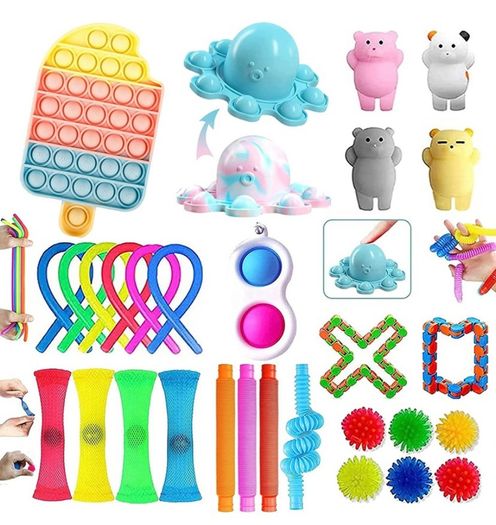 Fidget Toys, Fidget Toys Pack for Kids, Sensory Fidgets Pack Anxiety Relief Toys for Autism, Simple Fidget Toys Set with Fidget Popper for Party Bag Filler, School Classroom Reward (FREE POSTAGE)