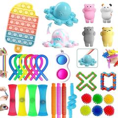 Fidget Toys, Fidget Toys Pack for Kids, Sensory Fidgets Pack Anxiety Relief Toys for Autism, Simple Fidget Toys Set with Fidget Popper for Party Bag Filler, School Classroom Reward (FREE POSTAGE)