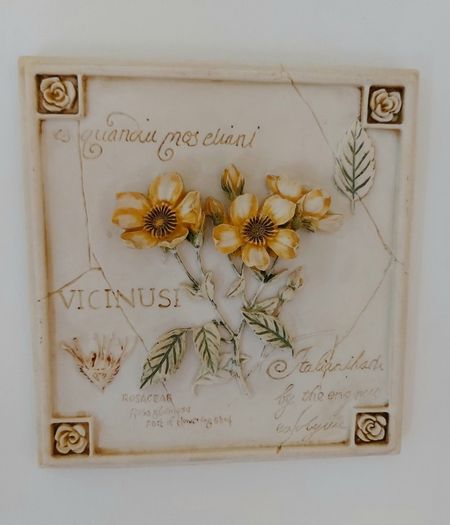 Vintage Pair of Ceramic Hand Painted 3-D Wall Plaques