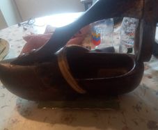 wooden shoe wine rack Dutch bottle holder