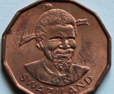 Swaziland 1 Cent 1975 Bronze UNC King Sobhuza II