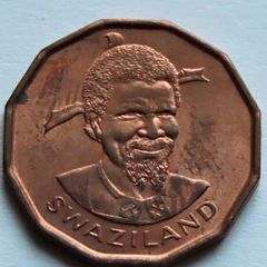 Swaziland 1 Cent 1975 Bronze UNC King Sobhuza II