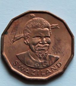 Swaziland 1 Cent 1975 Bronze UNC King Sobhuza II