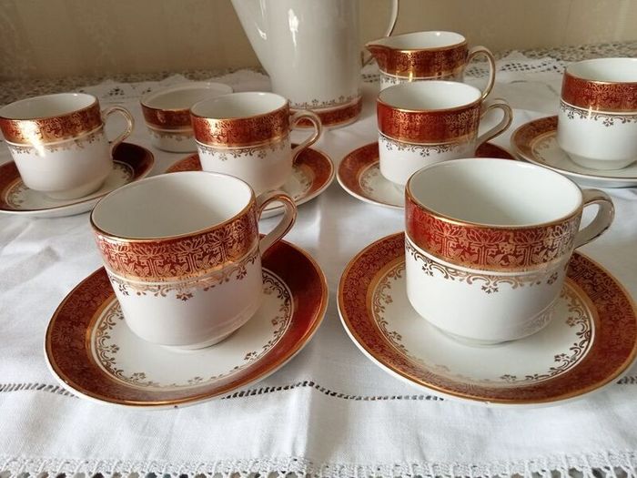 Arklow Pottery coffee set Gold Maroon pattern 2384