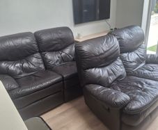 Brown leather couches - 2x 2 seaters