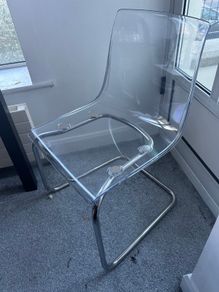 2 IKEA dining chairs- transparent/chrome-plated