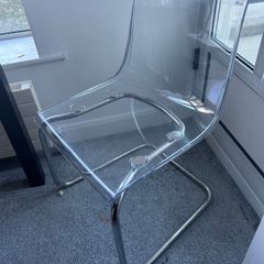 2 IKEA dining chairs- transparent/chrome-plated