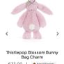 New JELLYCAT Thistlepop Blossom Bunny Bag Charm Image 3