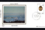 1982 Gibraltar Benham Silke Cover showing Naval Crest HMS Rooke tying 60p HMS Rooke commemorative stamp