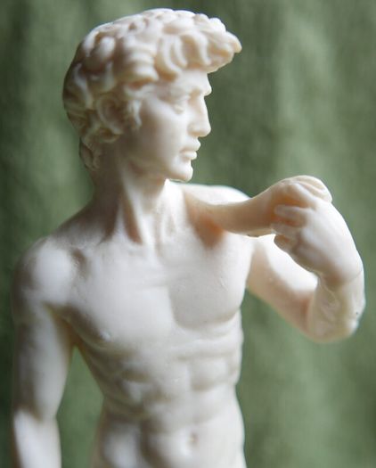 Vintage Sculpture of Statue of David in Resin by A. Santini Italy Male Nude Vintage  Italy 1960