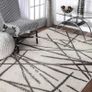 Area Rugs Living Room Rugs Bedroom Rug Modern Short Pile Rugs Artistic Bohemian Rugs Abstract Geometric Straight Line Pattern Carpets Non-slip Large Rug Beige pattern, 80x 120 cm MULTIPLE SIZES/COLOURS AVAILABLE (FREE SHIPPING) Image 2