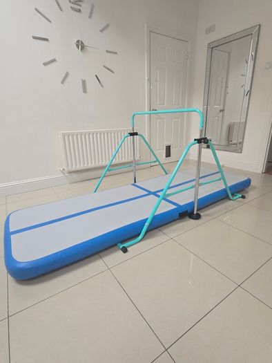Air Track Inflatable Gymnastics Mat with Adjustable Bar & Pump