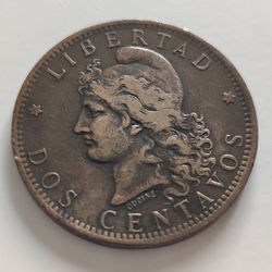 Argentina 2 Centavos 1883 Rare Coin