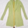Ichi Lime Green Hooded Ribbed Knit Open Front Cardigan Size M Image 10
