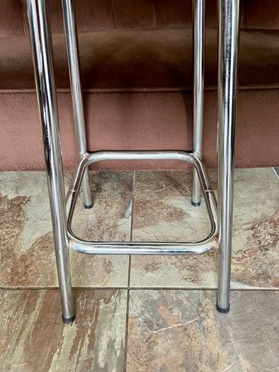 Mid 1959s Art Deco Inspired Chrome Bar Stool with Original Seat Top