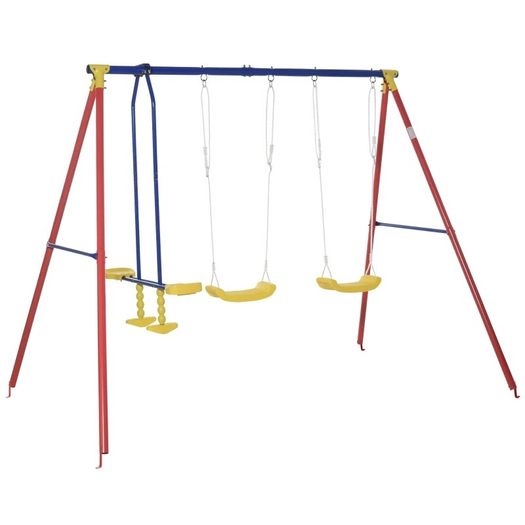 Metal Swing Set with 2 Seats Glider A-Frame Stand Adjustable Hanging Rope for Backyard (FREE SHIPPING)
