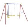Metal Swing Set with 2 Seats Glider A-Frame Stand Adjustable Hanging Rope for Backyard (FREE SHIPPING) Image 2