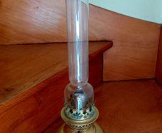 antique French brass oil lamp