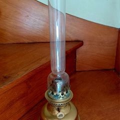 antique French brass oil lamp