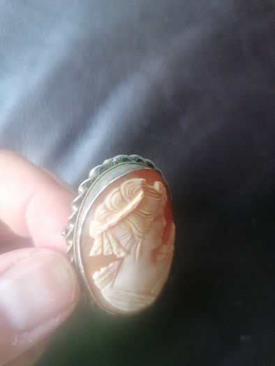 Vintage Large Silver Cameo Pendant&brooch