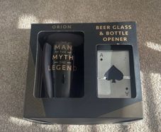 Brand new Beer glass and bottle opener