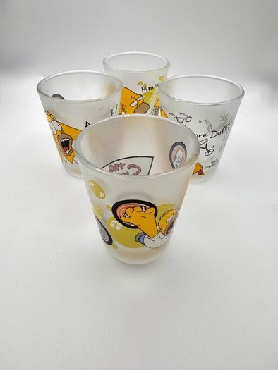 Vintage 2000 The Simpsons Matt Groening Frosted Shot Glasses